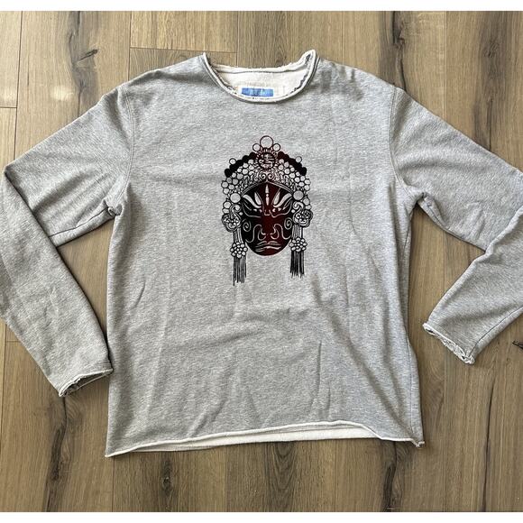 Vintage Hong-Kong Goods Of Desire Gray Sweatshirt Womens Large Y2K Rolled Hem - Picture 1 of 5